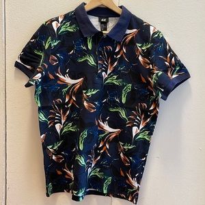 Used H&M Short Sleeve S/S Polo Shirt Floral Size M